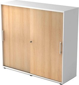 HAMMERBACHER Schiebetürenschrank, V1753S/W/E/RE weiß, eiche 2 Fachböden 120,0 x 40,0 x 110,0 cm