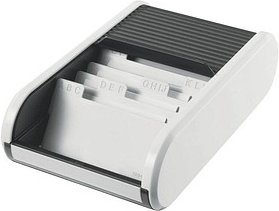 helit Visitenkartenbox weiß/schwarz, für bis zu 300 Visitenkarten