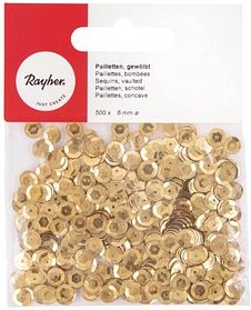 Rayher Streu-Pailletten gold gewölbt Ø 6,0 mm, 500 St.