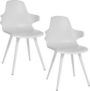 2 Topstar Schalenstühle T2020 mit Armlehnen FZ11WW-2 weiß Kunststoff