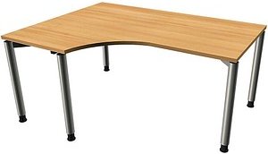 fm Sidney höhenverstellbarer Schreibtisch buche Bogenform, 4-Fuß-Gestell Rundrohr silber 160,0 x 80,0 cm