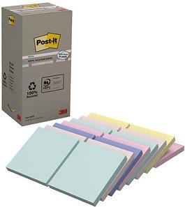 Thumbnail - Post-it® Recycling Notes Haftnotizen farbsortiert, 16 Blöcke