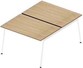 Quadrifoglio Doppelschreibtisch eiche rechteckig, 4-Fuß-Gestell weiß 120,0 x 164,0 cm