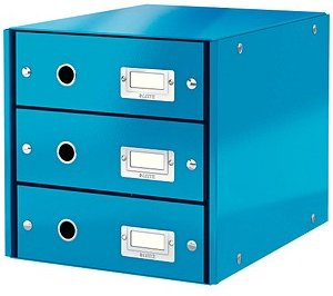 AKTION: LEITZ Schubladenbox Click & Store blau 60480036, DIN A4 mit 3 Schubladen mit Prämie nach Registrierung