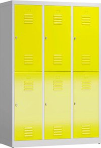 ClassiX Spind lichtgrau, zinkgelb X-523236, 6 Schließfächer 118,5 x 50,0 x 180,0 cm