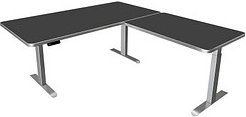 Kerkmann Move 3 Premium elektrisch höhenverstellbarer Schreibtisch anthrazit L-Form, T-Fuß-Gestell silber 200,0 x 220,0 ...