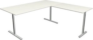 Kerkmann Form 1 Schreibtisch weiß rechteckig, T-Fuß-Gestell silber 180,0 x 80,0 cm