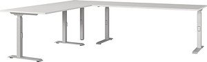 GERMANIA Agenda Office Schreibtisch lichtgrau L-Form, C-Fuß-Gestell silber 220,0 x 260,0 cm