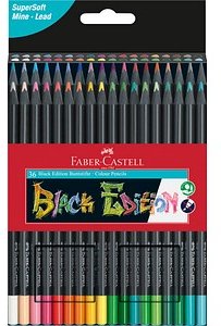 FABER-CASTELL Black Edition Buntstifte farbsortiert, 36 St.