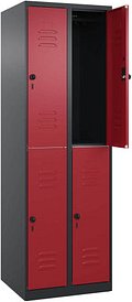 CP Spind Classic Plus rubinrot, schwarzgrau 080300-20 S10066, 4 Schließfächer 60,0 x 50,0 x 185,0 cm