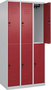 CP Spind Classic Plus lichtgrau, rubinrot 080300-30 S10001, 6 Schließfächer 90,0 x 50,0 x 185,0 cm