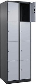 CP Schließfachschrank Classic Plus schwarzgrau, weißaluminium 080000-204 S10038, 8 Schließfächer 60,0 x 50,0 x 185,0 cm