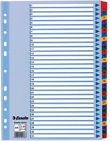 Esselte Ordnerregister DIN A4 Vollformat 1-31 farbig 31-teilig, 1 Satz