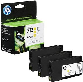 HP 712 (3ED79A) gelb Druckerpatronen, 3er-Set