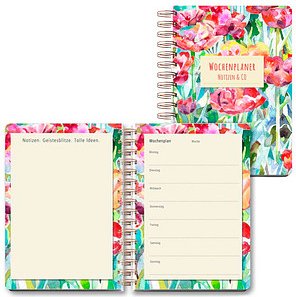 LUMA Notizbuch Wochenplaner Blumen ca. DIN A5 blanko, mehrfarbig Hardcover 104 Seiten, 1 St.
