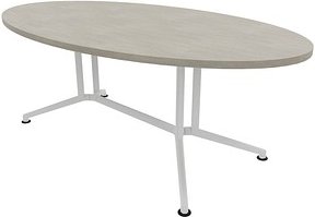 Quadrifoglio Konferenztisch X2 beton oval, V-Gestell weiß, 200,0 x 110,0 x 74,0 cm