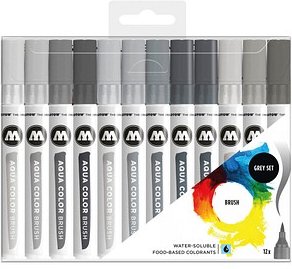 Thumbnail - MOLOTOW Aqua Color Grey Set Brush-Pens farbsortiert, 12 St.