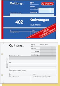 herlitz Quittung mit MwSt. separat ausgewiesen Formularbuch 402, 1 St.