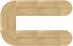 HAMMERBACHER Konferenztisch eiche oval, Rundrohr chrom, 380,0 x 240,0 x 72,0 - 74,0 cm