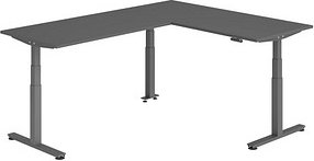 HAMMERBACHER XDSMW1916 elektrisch höhenverstellbarer Schreibtisch grafit rechteckig, T-Fuß-Gestell grau 180,0 x 240,0 cm