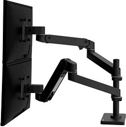 ergotron Monitor-Halterung LX Pro Dual Stacking 45-690-292 schwarz für 2 Monitore, Tischbohrung, Tischklemme