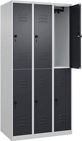 CP Spind Classic Plus anthrazitgrau, lichtgrau 080300-30 S10007, 6 Schließfächer 90,0 x 50,0 x 185,0 cm
