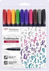 Tombow Fudenosuke Brush-Pens farbsortiert, 1 Set