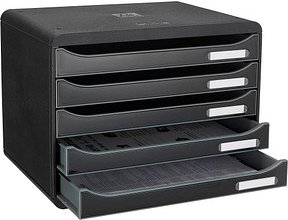 Exacompta Schubladenbox Big-Box Plus quer Classic schwarz 308714D, DIN A4 quer mit 5 Schubladen, 1 St.