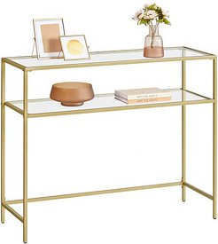 VASAGLE Konsolentisch rechteckig Glas gold 100,0 x 35,0 x 80,0 cm, 1 St.