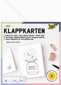 folia Faltkarten mit Briefumschlägen DIN A6 weiß, 5 St.