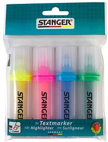 STANGER transparent Textmarker farbsortiert, 4 St.