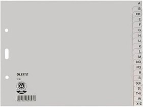 AKTION: LEITZ Ordnerregister 1210 DIN A4 Halbformat, Überbreite A-Z grau 20-teilig, 5 Satz mit Prämie nach Registrierung