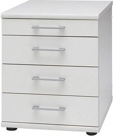 MÖBELPARTNER Cimal Standcontainer weiß 4 Auszüge Kunststoff-Bügelgriff silber 42,0 x 50,0 x 52,0 cm