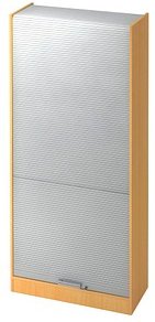 HAMMERBACHER Akandia Rollladenschrank buche, silber 4 Fachböden 90,0 x 40,0 x 200,4 cm