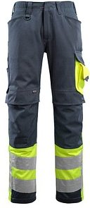 Thumbnail - MASCOT® unisex Warnschutzhose Leeds schwarzblau, gelb Größe 62