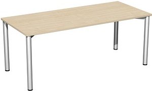 geramöbel Flex Schreibtisch ahorn, silber rechteckig, 4-Fuß-Gestell silber 180,0 x 80,0 cm