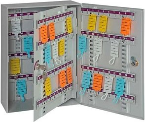 EICHNER Schlüsselkasten lichtgrau mit 160 Haken, Zylinderschloss, 4,2 x 30,5 x 14,0 cm, 1 St.