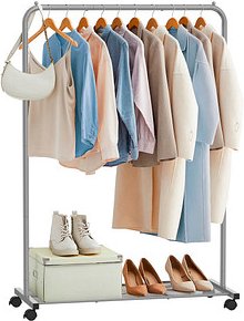 SONGMICS Rollgarderobe grau Metall 91,0 x 158,0 cm