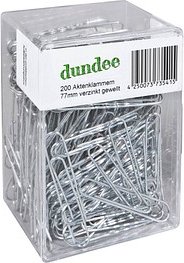 dundee Aktenklammern silber glanzverzinkt, 200 St.