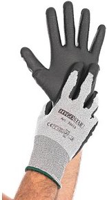 Thumbnail - HYGOSTAR unisex Arbeitshandschuhe Cut Safe Touch grau Größe 9, 10 Paar