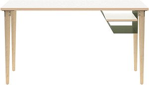 BISLEY Poise Schreibtisch verkehrsweiß rechteckig, 4-Fuß-Gestell eiche 140,0 x 60,0 cm