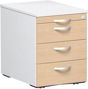 geramöbel Flex Rollcontainer weiß, buche 4 Auszüge 43,0 x 60,0 x 56,5 cm