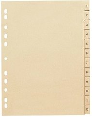 Ordnerregister DIN A4 Vollformat 1-12 chamois 12-teilig, 10 Satz