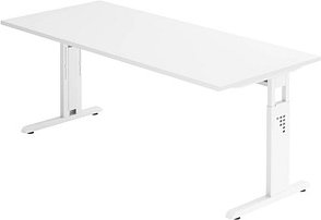 HAMMERBACHER OS 19 höhenverstellbarer Schreibtisch weiß rechteckig, C-Fuß-Gestell weiß 180,0 x 80,0 cm