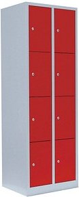LÜLLMANN Schließfachschrank lichtgrau, feuerrot 520424, 8 Schließfächer 60,0 x 50,0 x 180,0 cm