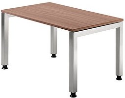 HAMMERBACHER JS12 höhenverstellbarer Schreibtisch nussbaum rechteckig, 4-Fuß-Gestell silber 120,0 x 80,0 cm