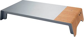 SIGEL Monitorständer Smartstyle USB silber/holzfarben