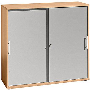 HAMMERBACHER Schiebetürenschrank, V1753S/6/S/RE buche, silber 2 Fachböden 120,0 x 40,0 x 110,0 cm