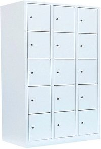 LÜLLMANN Schließfachschrank signalweiß 523537, 15 Schließfächer 118,5 x 50,0 x 180,0 cm