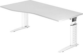 HAMMERBACHER US18 höhenverstellbarer Schreibtisch weiß Trapezform, C-Fuß-Gestell weiß 180,0 x 100,0 cm